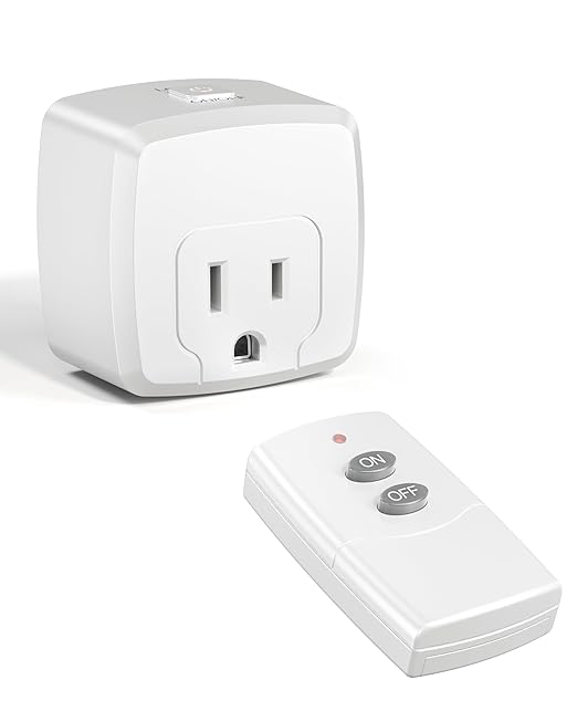 HBN Remote Control Outlet Plug Remote Light Switch Remote Outlet Switch Wireless On Off Switch Plug for Chritmas Light and Household Appliances, 15A/1875W(1 Outlet + 1Remote)