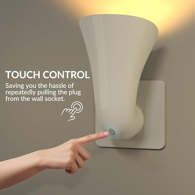 Plug in GU10 Wall Uplighter Lamp with Touch Control, 360° Rotatable Plugin Wall Wash GU10 Spotlight for Indoor Lighting, Indirect Lighting Inside, 5W Warm White 3000K LED Bulb Included