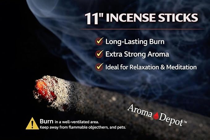 Black Cherry Most Exotic 11'' Incense Sticks. Approx. 85 to 100 Sticks Per Bundle, Each Natural Stick Burns for 45 mins to 1 Hour Each. Long Lasting. Guarantee 100% Pure