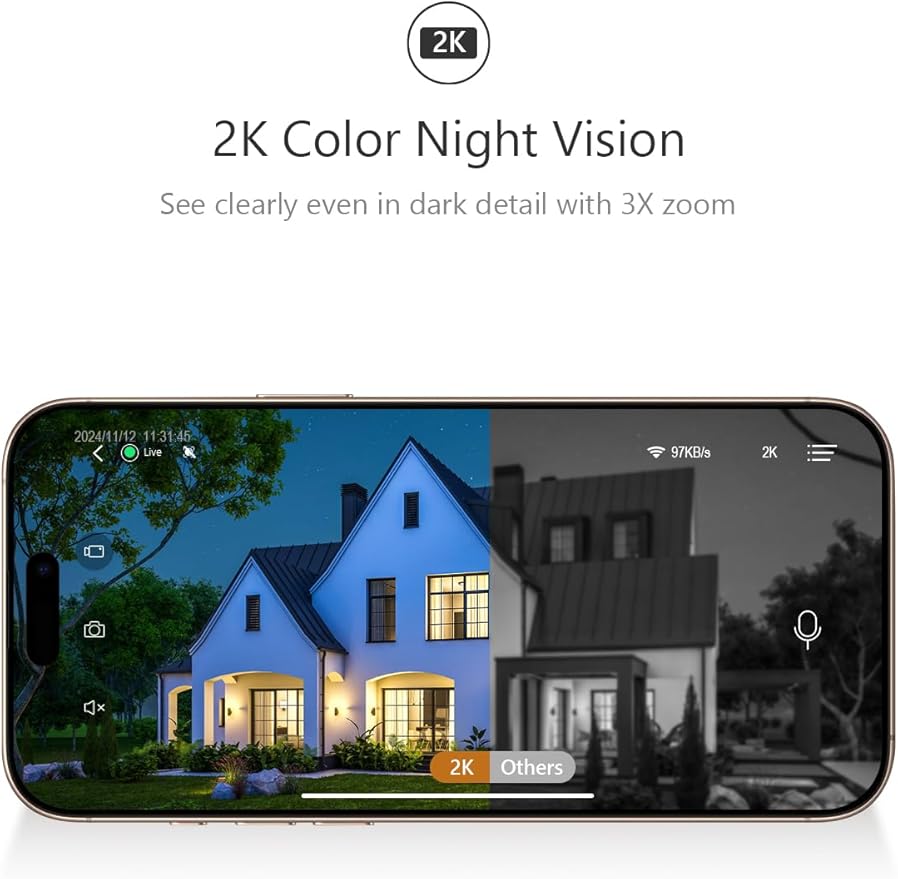 2K Wireless Security Cameras - Outdoor WiFi Security Cameras Color Night Vision, AI/PIR Detection, 2-Way Talk, Cloud/SD, Weatherproof, Battery Powered Outdoor Cameras (White-1)