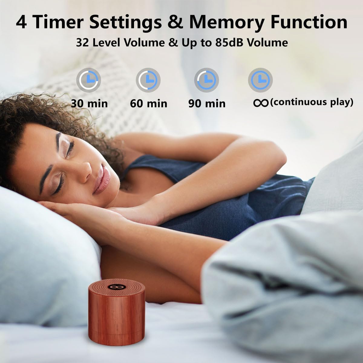 Portable White Noise Machine Mini Sound Machine with 30 Soothing Sounds Rechargeable for Adults Newborn Kids Sleep Brown Noise Machine with Memory Function 4 Timers for Travel Camping Home and Office