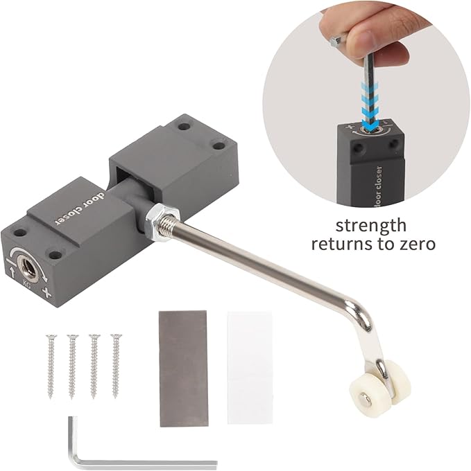 Automatic Door Closer, Safety Spring Door Closer Adjustable Self Closing Door Hinge Zinc Alloy Door Closers for Home, Up to 150Lb can be Pushed (Gray)