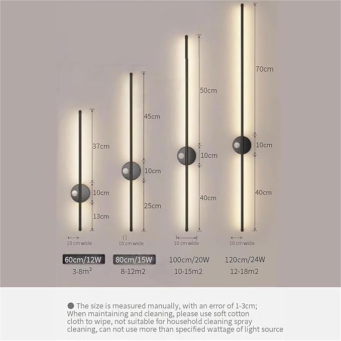LED Long Strip Wall Lights with Motion Sensor Wall Lamp 3000K/4000K/6000K Wall Modern Simple Aluminum Mounted Indoor Bedside Decoration Light Living Room(Gold White Light,80cm)