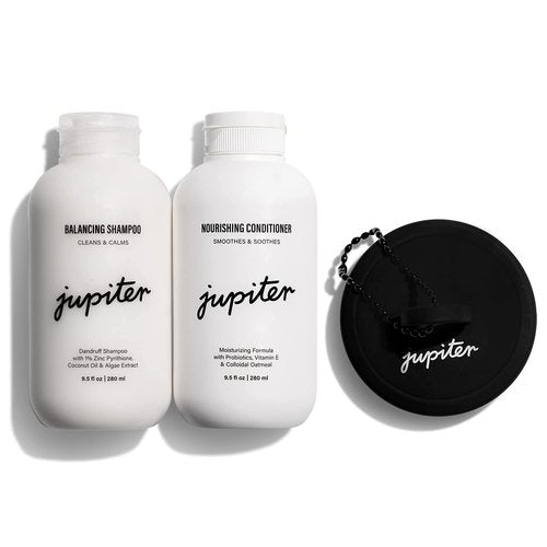 Jupiter Shampoo, Conditioner & Exfoliator Brush for Wet or Dry Hair - Relieves Itchy, Flaky Hair & Scalp - Color Safe, Sulfate-Free, Vegan