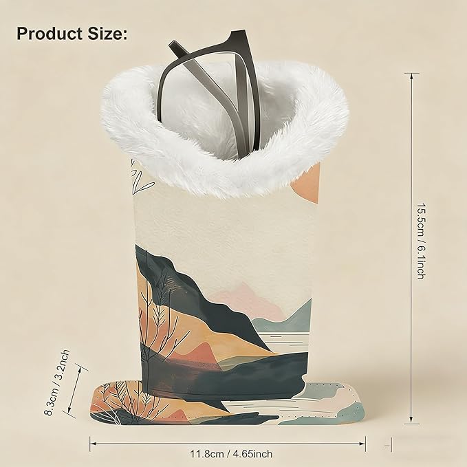 Eyeglasses Holder with Soft Furry Lining and Magnetic Base, Storage Organizer Holder Case for Nightstand