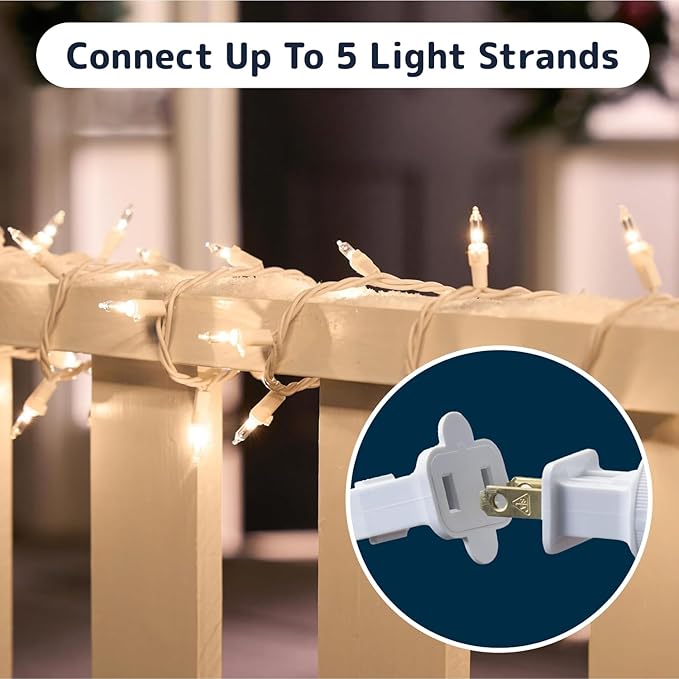 PREXTEX 300 Count Clear Christmas Tree Lights with White Wire - 60 ft Warm White Twinkle Lights for Indoor or Outdoor Use - Holiday Fairy String Lighting for Christmas Trees, Patios, and More
