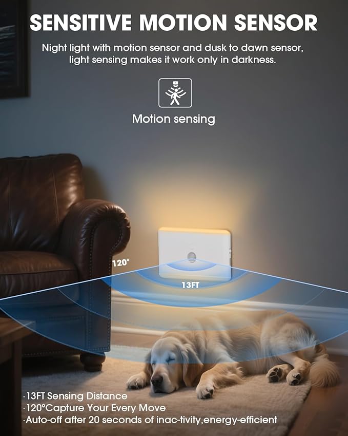 LAVAED Motion Sensor Night Light Indoor,RGB Charging Cordless Stair Lights,LED Wireless Step Light 500mAh Rechargeable Battery Operated Stick On Light for Hallway,Kitchen,Closet,Cabinet,Bedroom(2pack)