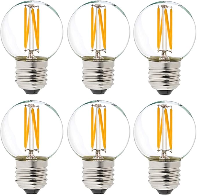 LiteHistory Dimmable g16.5 led Bulb 40W g16 1/2 led Edison Bulb 2700K 4W e26 Globe Light Bulbs for Ceiling Fan,Chandelier,Vanity Light Bulb AC120V 400lm 6Pack