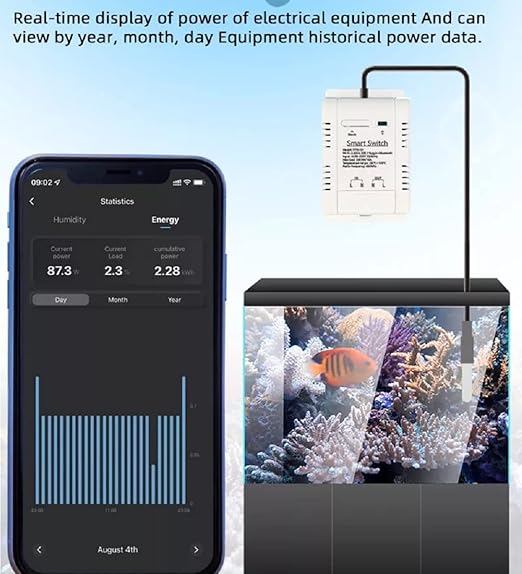 WiFi Temperature Controller Sensor Module, Tuya app Wireless Remote 16A Smart Switch with Energy Consumption Monitoring,Compatible with Alexa Google
