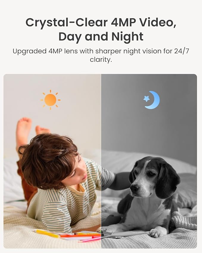 REOLINK 4MP 2K Indoor Camera E1, Plug-in Wireless WiFi 6 Security Camera, 360 Degree Pet Camera with Phone app, Baby Monitor with Person/Pet/Cry Detection, Night Vision, 2-Way Talk, Local Storage