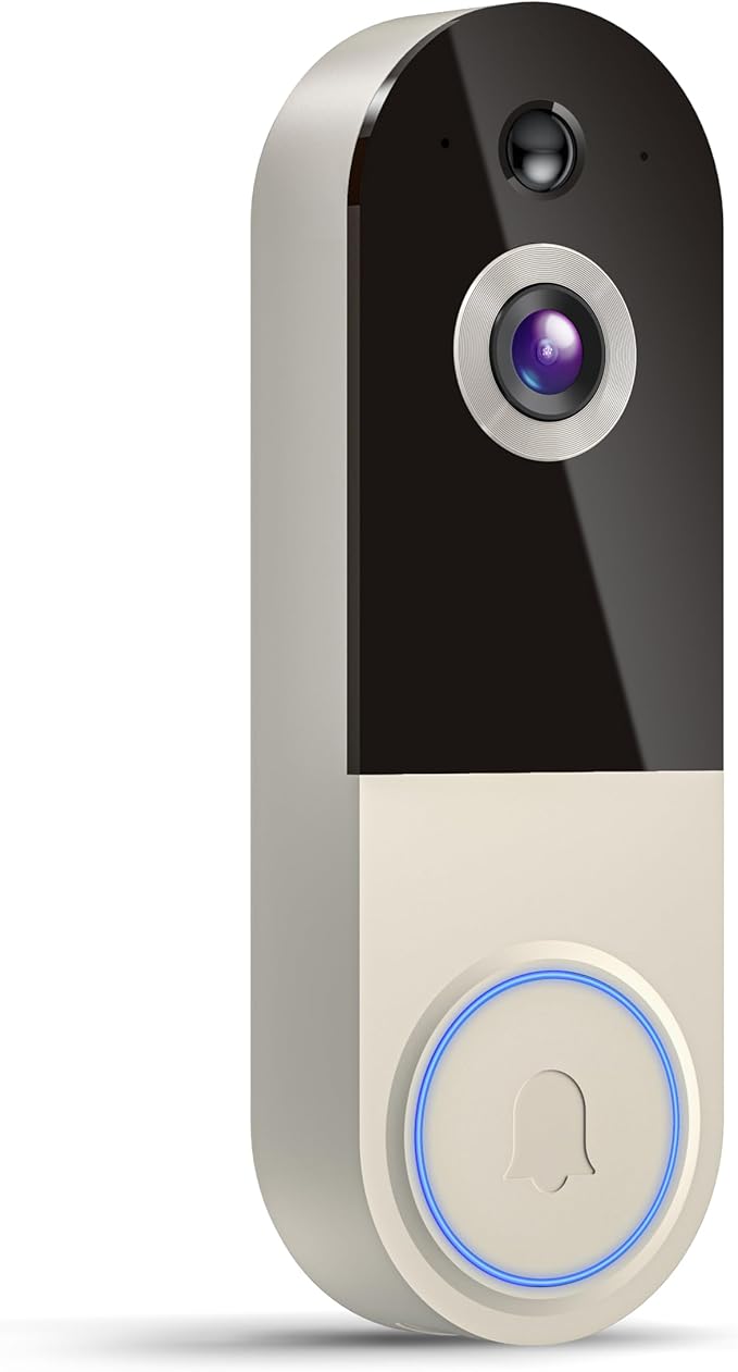 1080p Wireless Video Doorbell Camera, Smart Outdoor Surveillance Cam, Live View, Cloud Storage, AI Human Detection, Instant Alerts, Night Vision, Two Way Audio, 2.4G WiFi Only