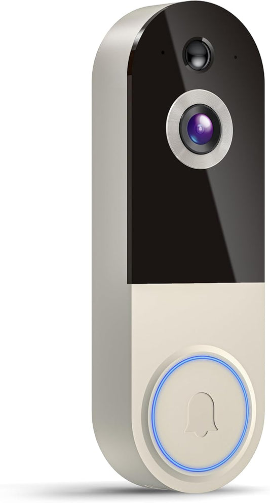 1080p Wireless Video Doorbell Camera, Smart Outdoor Surveillance Cam, Live View, Cloud Storage, AI Human Detection, Instant Alerts, Night Vision, Two Way Audio, 2.4G WiFi Only