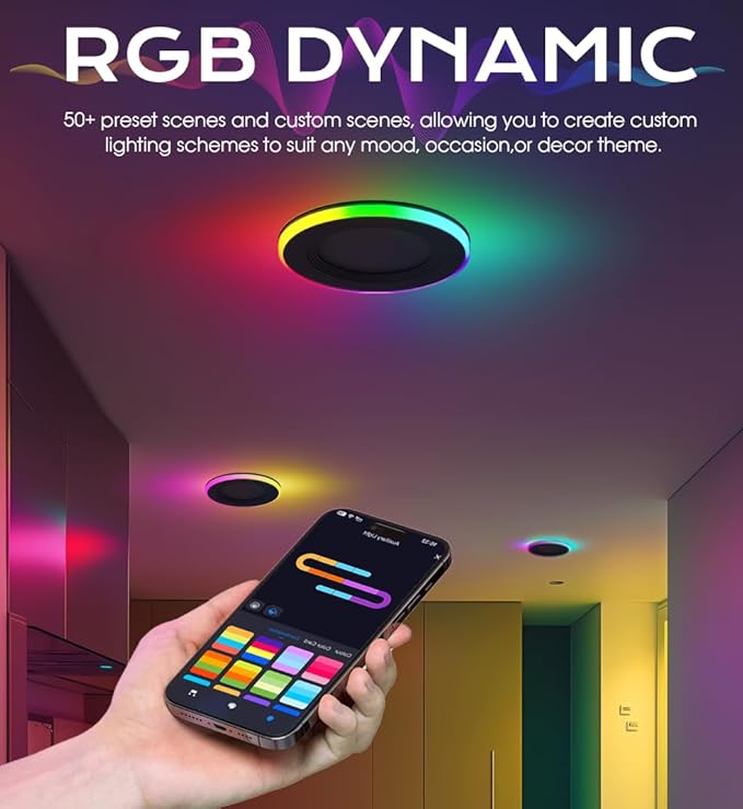CLOUDY BAY [4 Pack] 6 Inch RGB Smart Recessed Lighting with Gradient Accent Light and Night Light,2700K~6500K,15W Recessed Lights Ultra-Thin Downlight Compatible with Alexa and Google Home Assistant