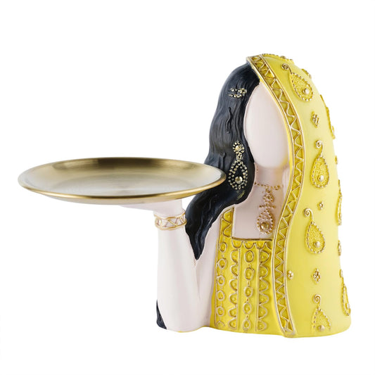 Brizoria Ramadan Tray Eid Table Decorations Resin Women Figurines Home Decor Candy Dishes Decorative Key Tray Tabletop Decor for Ramadan Ornaments and Persian New Year Decorations, Yellow