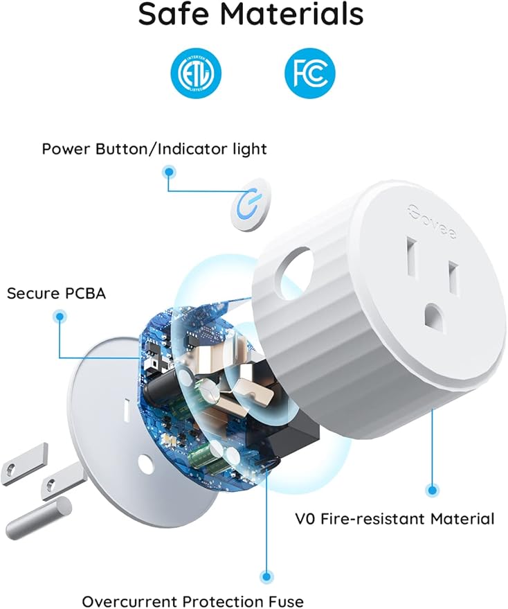 Govee Dual Smart Plug 2 Pack, 15A WiFi Bluetooth Outlet, Work with Alexa and Google Assistant, 2-in-1 Compact Design Bundle with Govee Smart Plug, WiFi Plugs Work with Alexa & Google Assistant