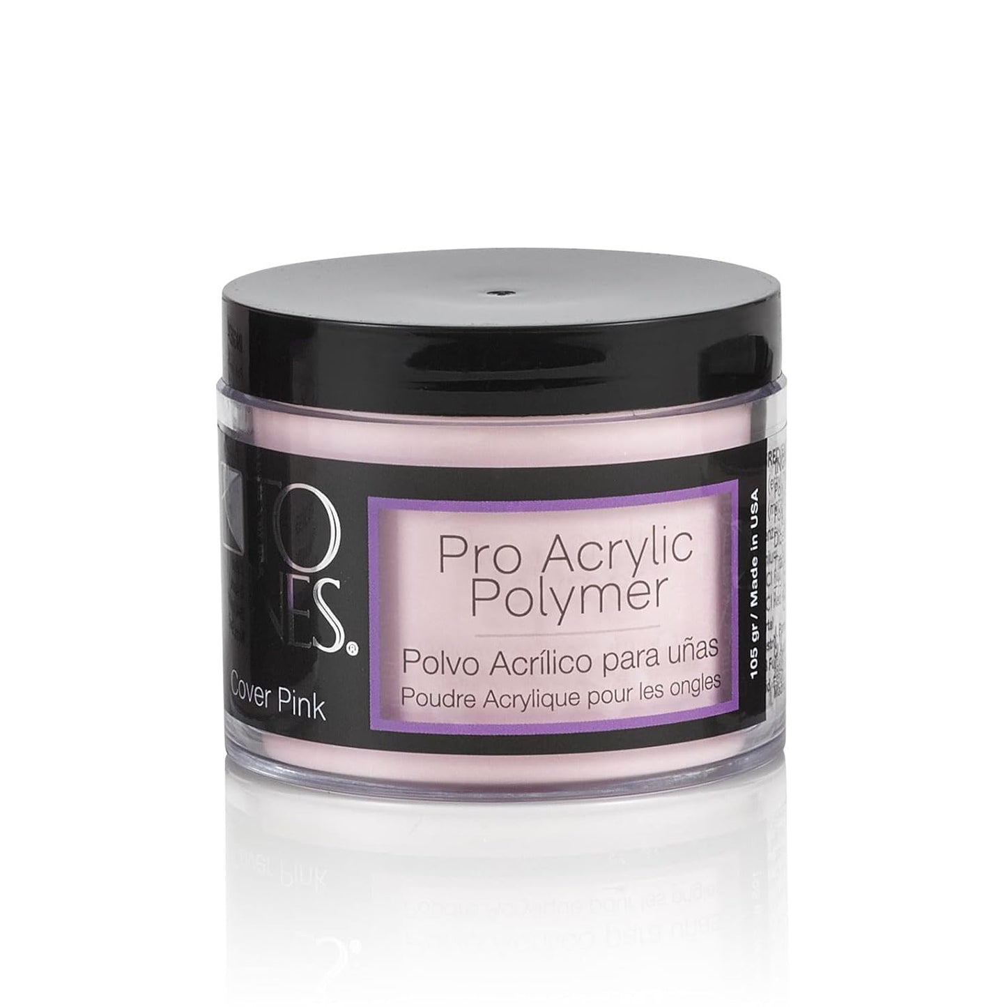 Tones Pro Acrylic Nail Powder, Cover Pink (Soft Nude Pink), (3.5 Fl Oz) - Long-Lasting & Non-Yellowing Polymer for Salon Quality Nail Extensions & 3D Art