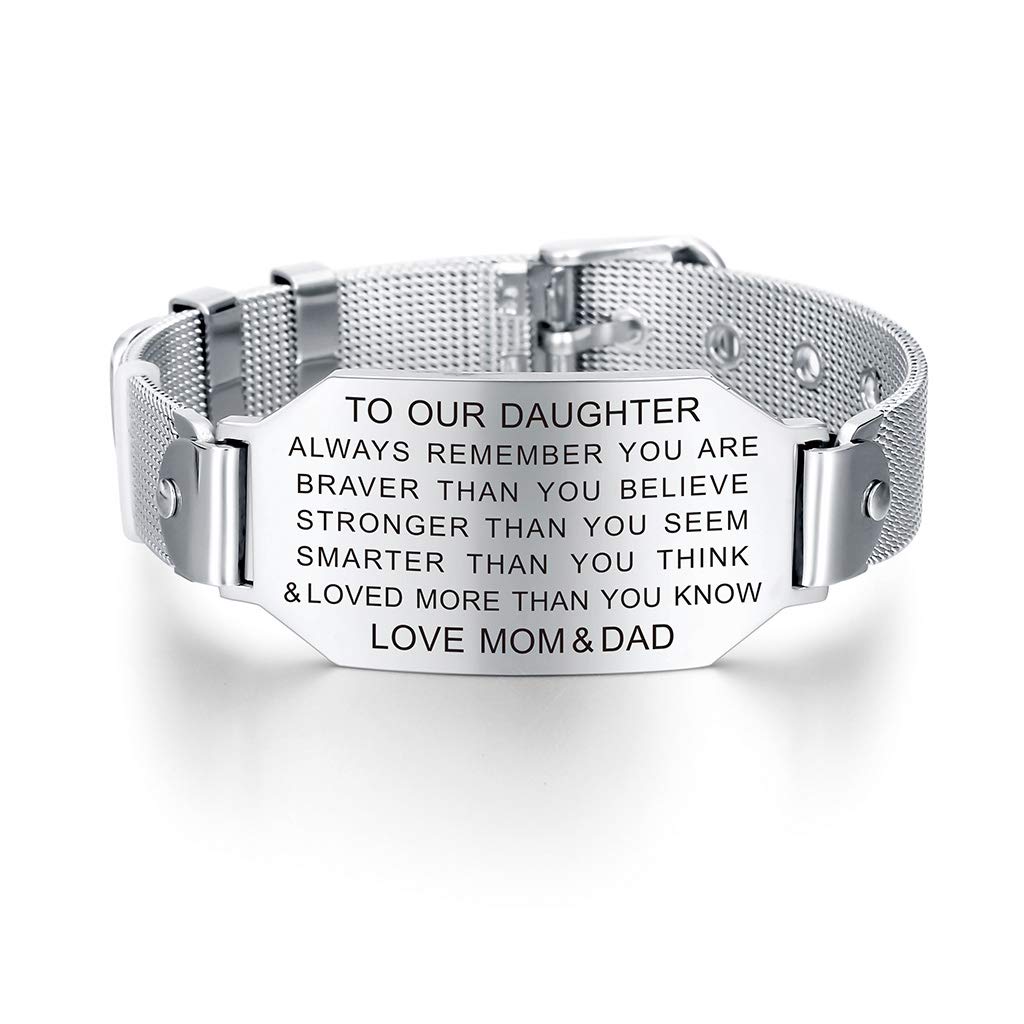 FALOGIJE To Our Daughter Gifts from Mom and Dad - 21st Birthday Gifts for Her Women, Inspirational Bracelet for Teen Daughter Christmas