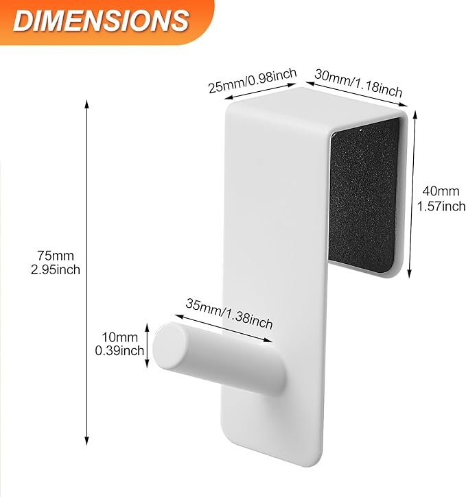 ARTOYS Over The Door Hooks (4 Pack) - Heavy Duty 20mm Wide Hangers for Thick Doors, Holds 50Lbs - EVA Foam Padded No-Scratch Hooks for Cabinets & Closets, White