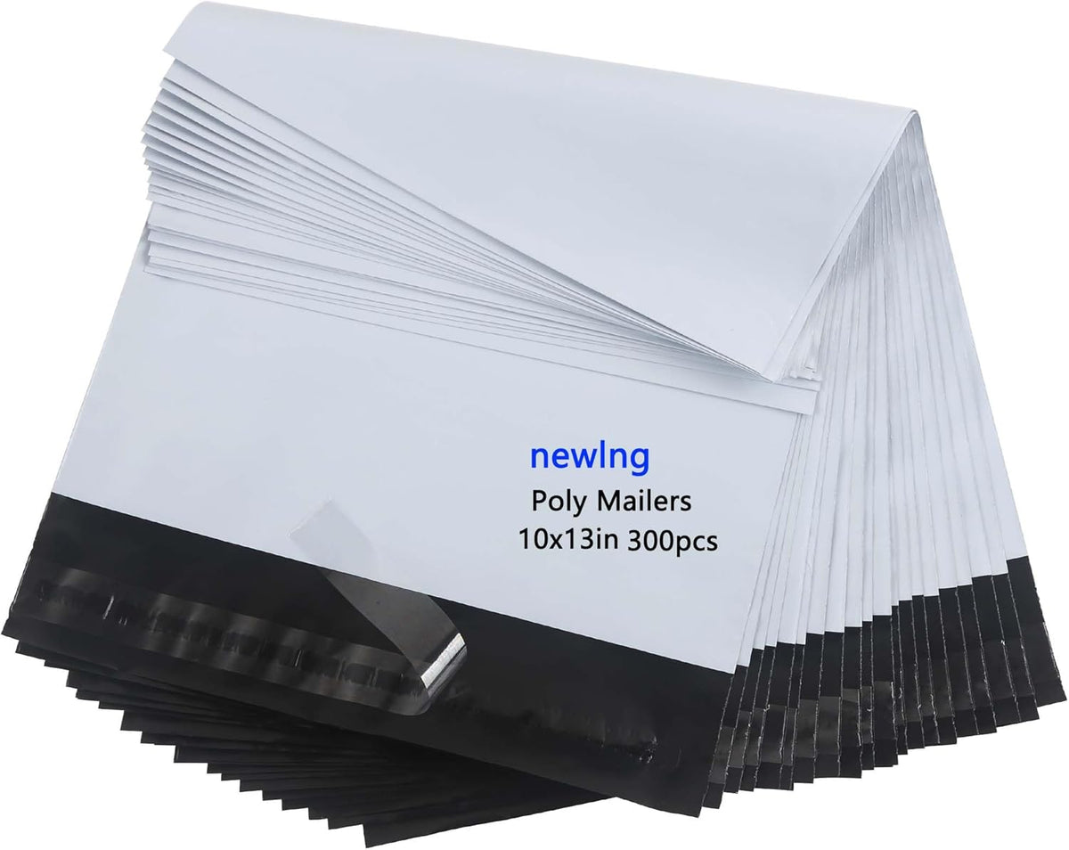 newlng Poly Mailers Shipping Bags Mailing bags-300pcs 10x13"/250x350mm White Shipping Envelopes Self-sealing Adhesive Waterproof and Tear-Proof Packaging Bags poly bag for Clothing Books Gift