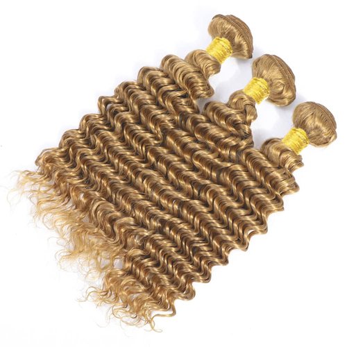 Condescension Brazilian Human Hair Bundles 20 22 24 Inch Deep Wave 3 Bundles Human Hair 100% Unprocessed Remy Brazilian Virgin Weave Hair Honey Blonde 27 for Women