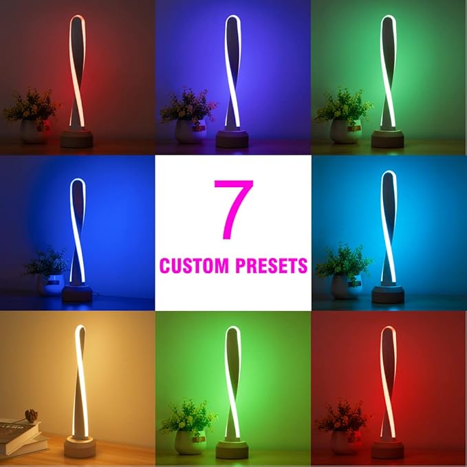 Modern Wooden RGB Table Lamp with 7 Color-Changing Lights, Natural Beech Bedside Lamp for Bedroom, Living Room, Game Room, Creative Home Decor & Unique Gift Idea
