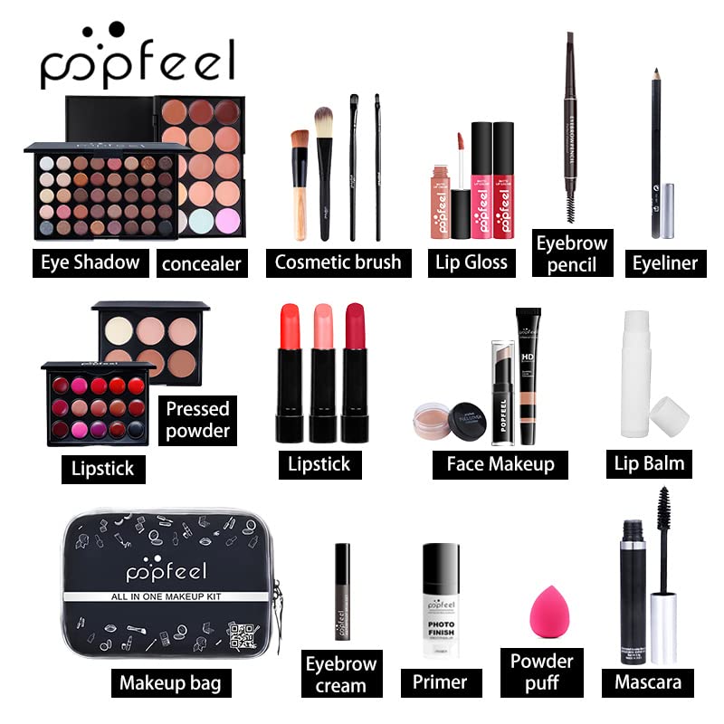 Makeup Sets For Women Brush Sets(Eyeshadow,Primer,Concealer,lipstick,lipgloss,Eyeliner,Eyebrow,Makeup brushe,Mascara &more) (27 sets A)