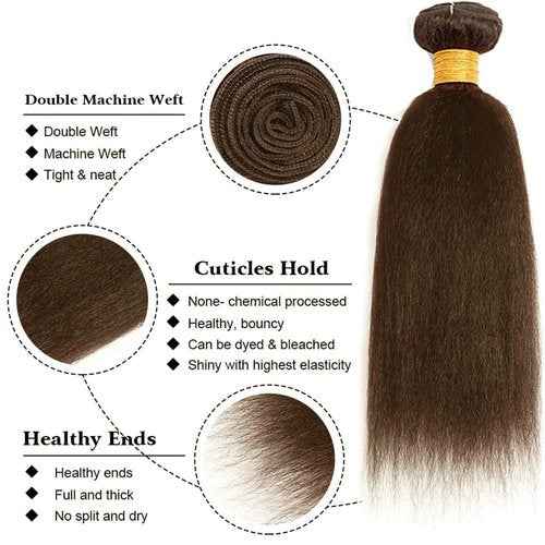 Condescension Human Hair Bundles 18 20 22 Inch Color 4 Kinky Yaki Wave Human Hair Bundles Unprocessed Brazilian Virgin Hair for Black Women