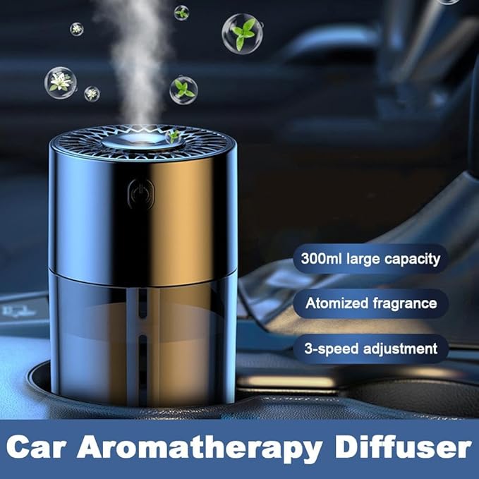 Car Humidifier, Car Diffuser, 300ml Car Diffusers for Essential Oils, Smart Car Air Freshener Diffuser, USB Cool Mist Humidifier Diffuser, 7-LED Color Changing, for Car Home Office Bedroom (Cologne)