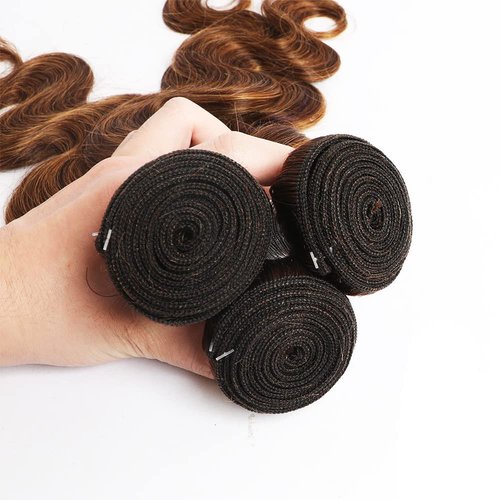 Giginger Bundles Human Hair Body Wave Human Hair Bundles 20 22 24 Inch Brazilian Chocolate Brown Highlight P4/30 Unprocessed Quick Weave Soft Sewn In Hair Extensions for Black Women