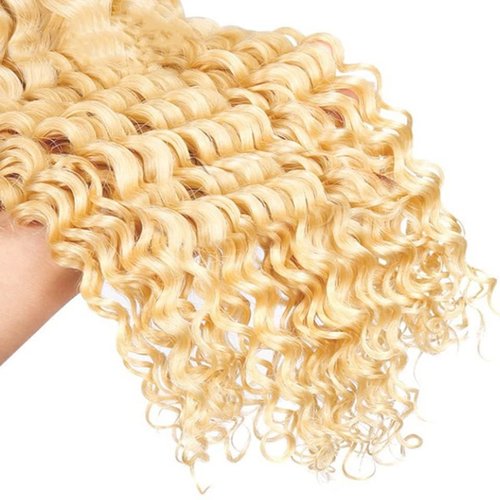 Habiliana Human Hair Bundles 14 16 18 Inch Blonde 613 Deep Wave Bundles Human Hair 100% Unprocessed Soft Sewn In with Double Drown Weft for Black Women