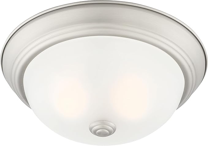 DESIGNERS FOUNTAIN Reedley 3-Lights Flush Mount Ceiling Light, 15 Inch Lighting Fixture for Kitchen, Bedroom, Bathroom, and Hallway, Pewter with Etched Glass, 1257L-PW-W