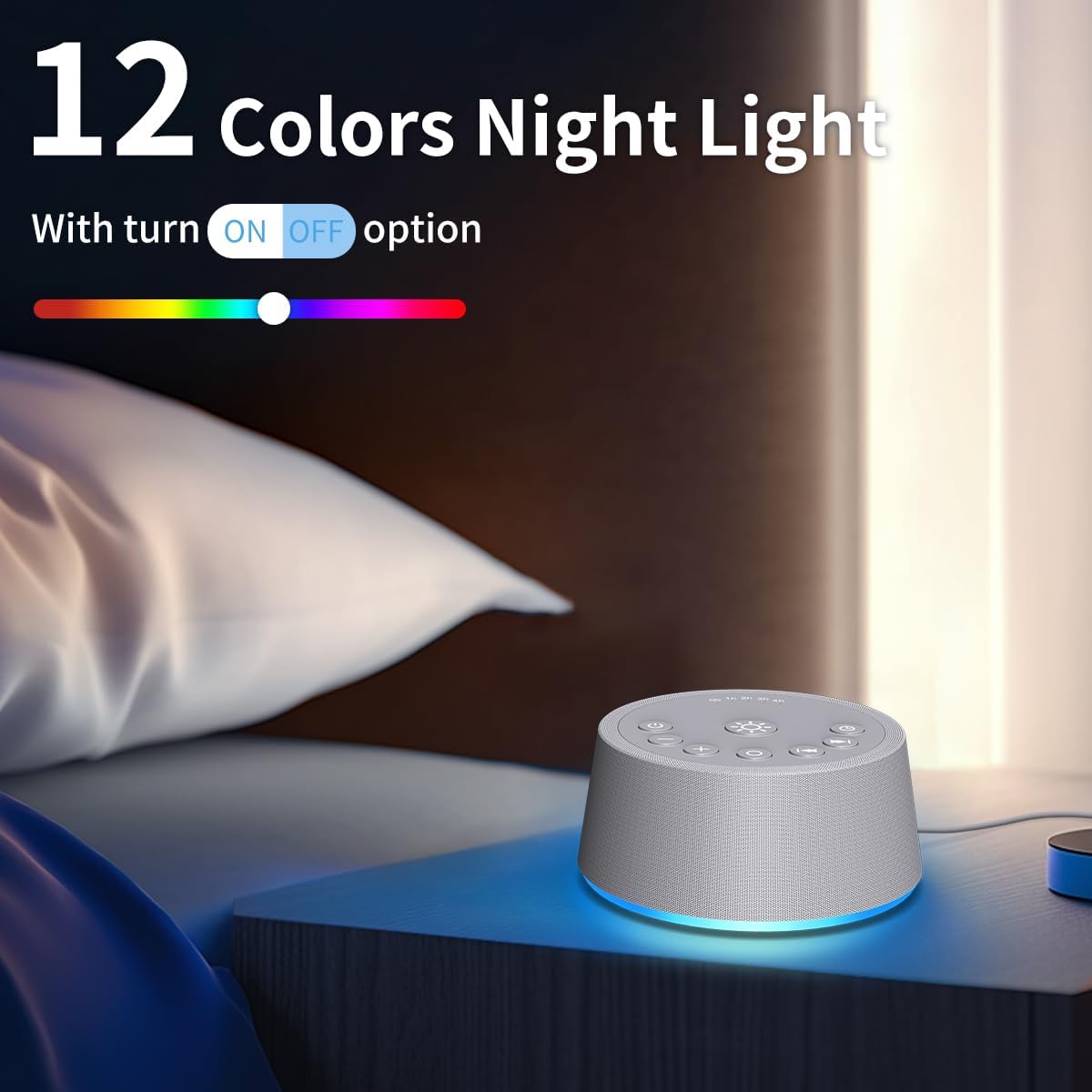SoundLegend Sleep White Noise Sound Machines 32-Level Volume 30 Sounds 12 Colors Light 5 Timers Adjustable Light Brightness Compact for Everyone Travel Gift Memory Function