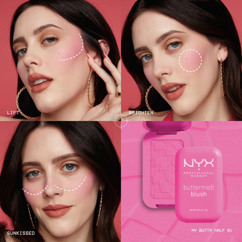 NYX PROFESSIONAL MAKEUP Buttermelt Powder Blush, Fade and Transfer-Resistant Blush, Up to 12HR Make Up Wear, Vegan Formula - Had Butta