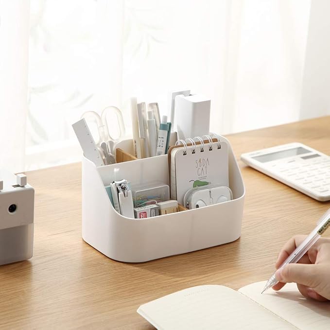 Desk Organizer Remote Control Holder Makeup Caddy Box for Home & Office