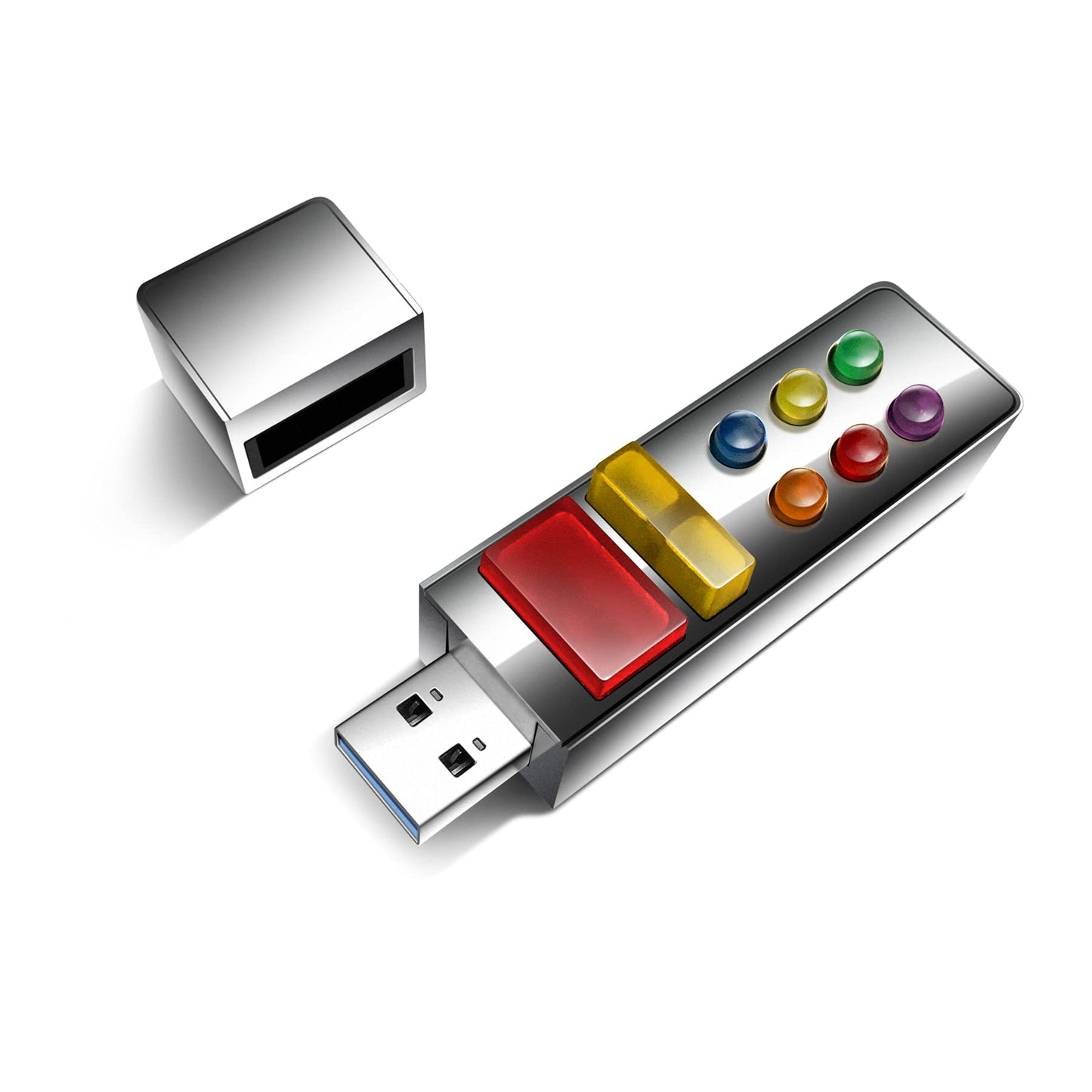 Retro USB Light Up Memory Stick, Flash Drive w/LED 1950's Retro Sci-fi Space Age Action and Totally Cool Storage/Gift Box (Matte Finish)