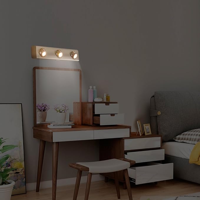 LUXSWAY Wireless Under Cabinet Light, Battery Operated Tap Light, Closet Light, Shelf Lights with Button Control, Rotatable 3 Heads Spotlight, Dimmable Accent Lighting