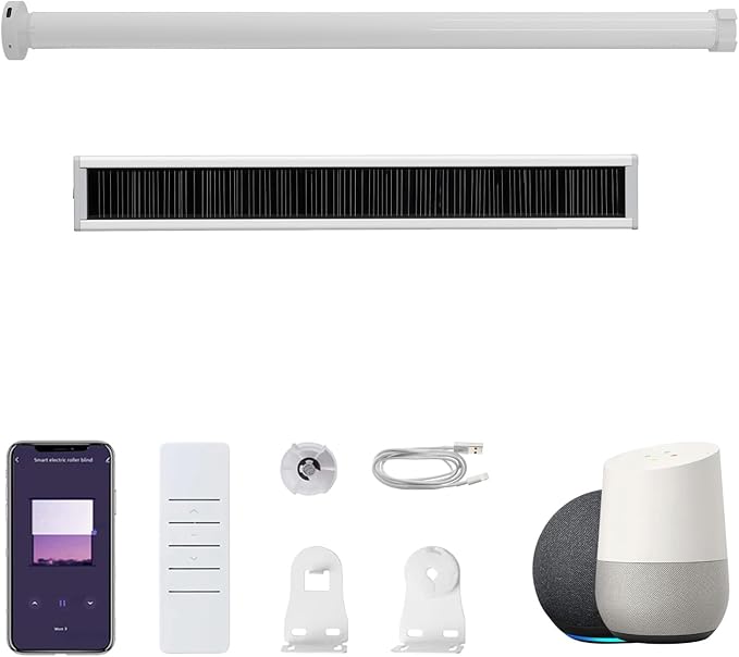 Solar ZigBee Smart Roller Shade Motor for 1.5" Tube (38mm) | Rechargeable Electric Blind Motor Kit | Wire-Free Retrofit Driver | Compatible with Alexa & Google Home (Hub Required) (2.0 N.m Torque)