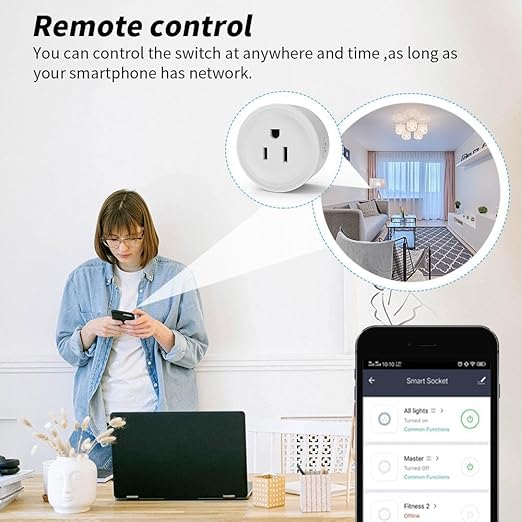 WiFi Smart Plug | Smart Outlet Compatible with Alexa & Google Home | Timer & Remote Control Smart Switch | No Hub Required 2.4GHz (4)
