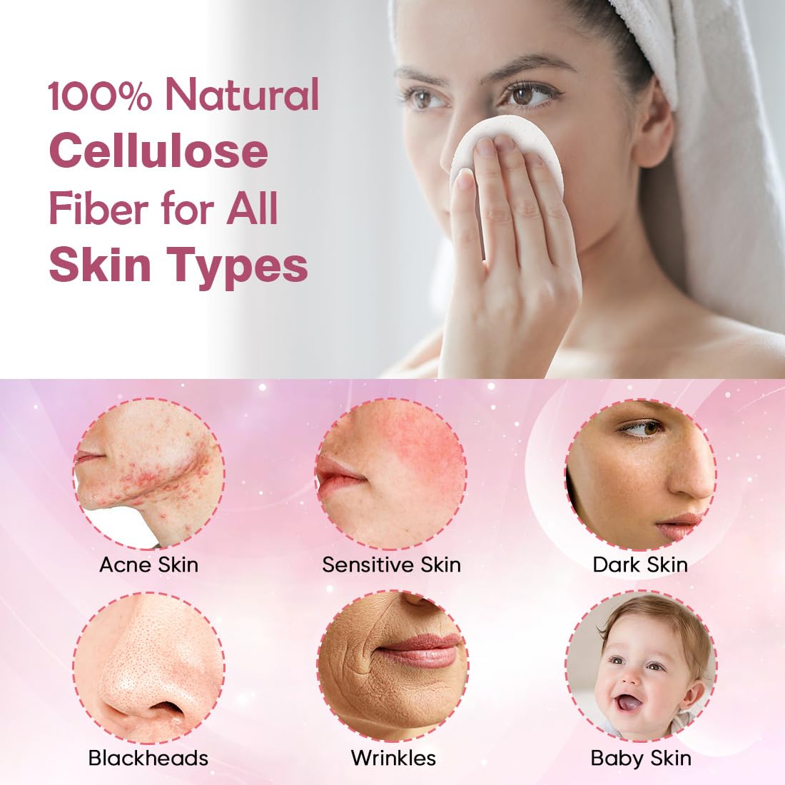AIDEA Compressed Facial Sponges 96Count White, Round, Face Sponges for Cleansing, Travel Essentials, Natural Cellulose Cosmetic Makeup Sponge for Facial Cleansing, Exfoliating, Makeup Removal