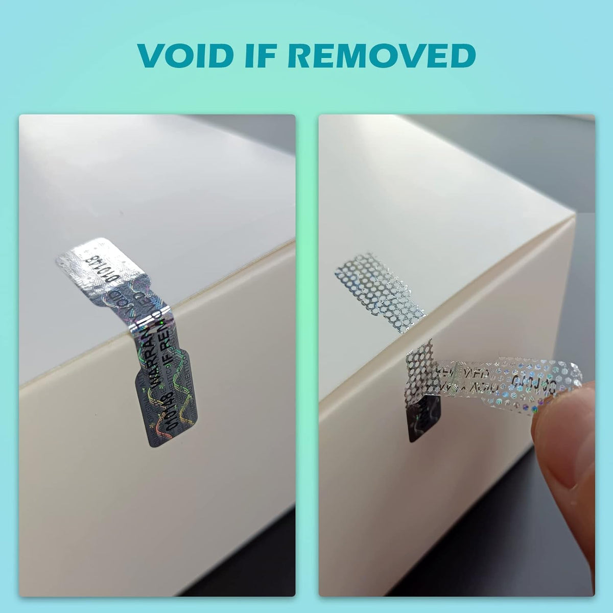 300 Pcs Bone Silver Hologram Sticker Holographic Tamper Evident Label High Security Warranty Seal Sticker with Serial Numbers(0.4 Inch X 2 Inch,GQYHLABO)