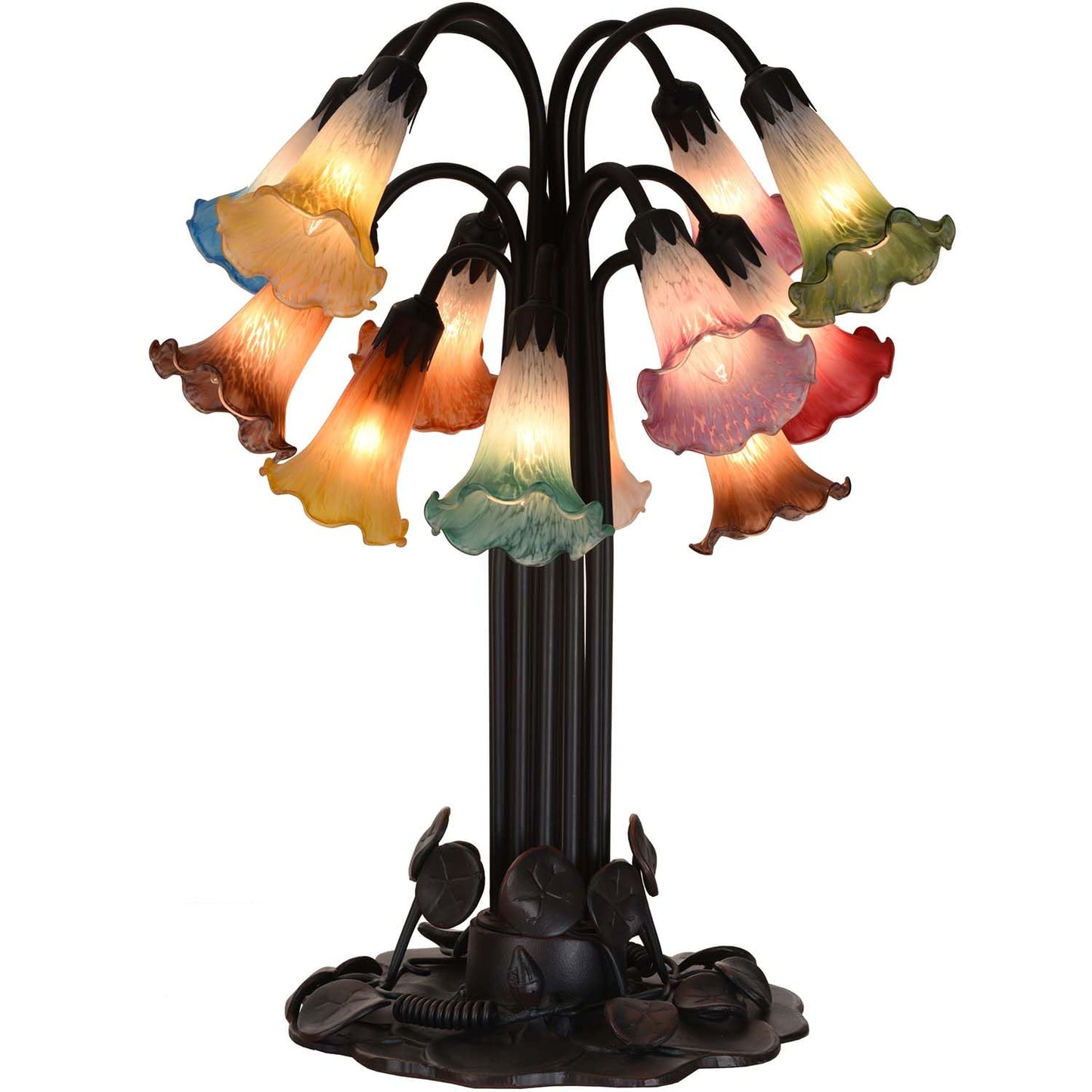 Bieye LS04S Lily Flower Blown Glass Lampshade (White Blue, Opening I.D. 0.87" x O.D. 1"")"