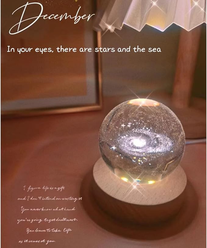 3D Crystal Ball Night Light Mood Lighting Cozy Comfort Gifts Home Decor lamp for Bedroom Space Lamps Happy Cozy Comfort Gifts (People)