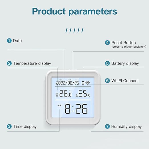 LiebeWH WiFi Temperature Humidity Monitor Smart Room Thermometer Indoor with Tuya APP Control Digital Hygrometer Remote Data Export for Home Basement Bedroom