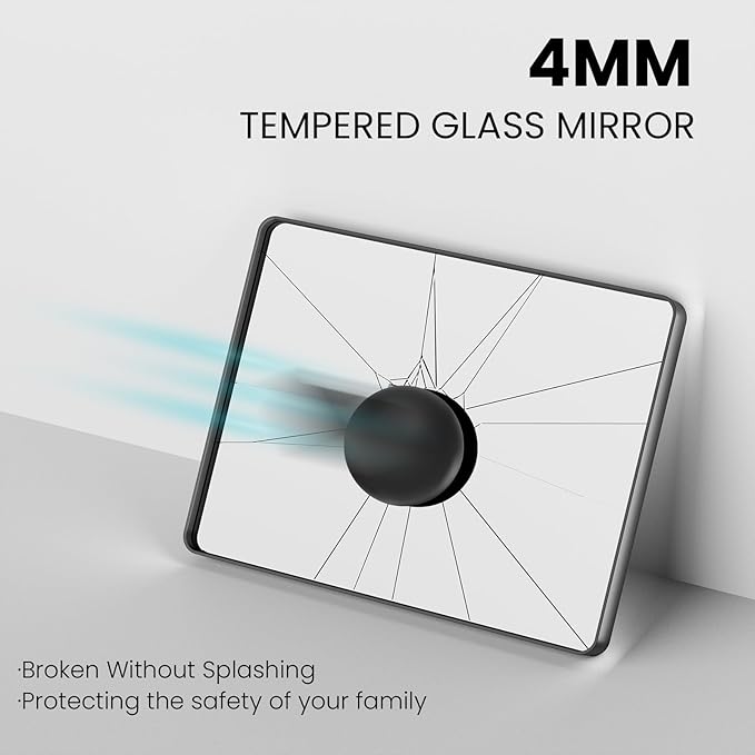 Brushed Nickel Bathroom Mirror 40x32 Inch, Brushed Silver Metal Frame Mirror Wall Mounted, Rounded Rectangle Bathroom Vanity Mirror, Tempered Glass, Anti-Rust, Horizontal/Vertical