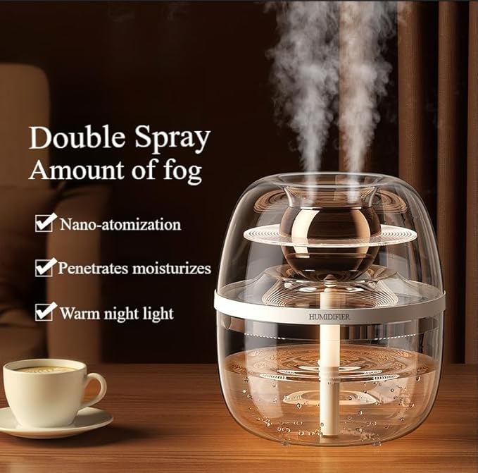 105 oz (3000ml) Essential Oil Aromatherapy Diffuser, Transparent Dual Spray Large Capacity Humidifier with Night Light for Large Rooms, Office, Home, Spa, Yoga, Bedroom, Gym (Pink)
