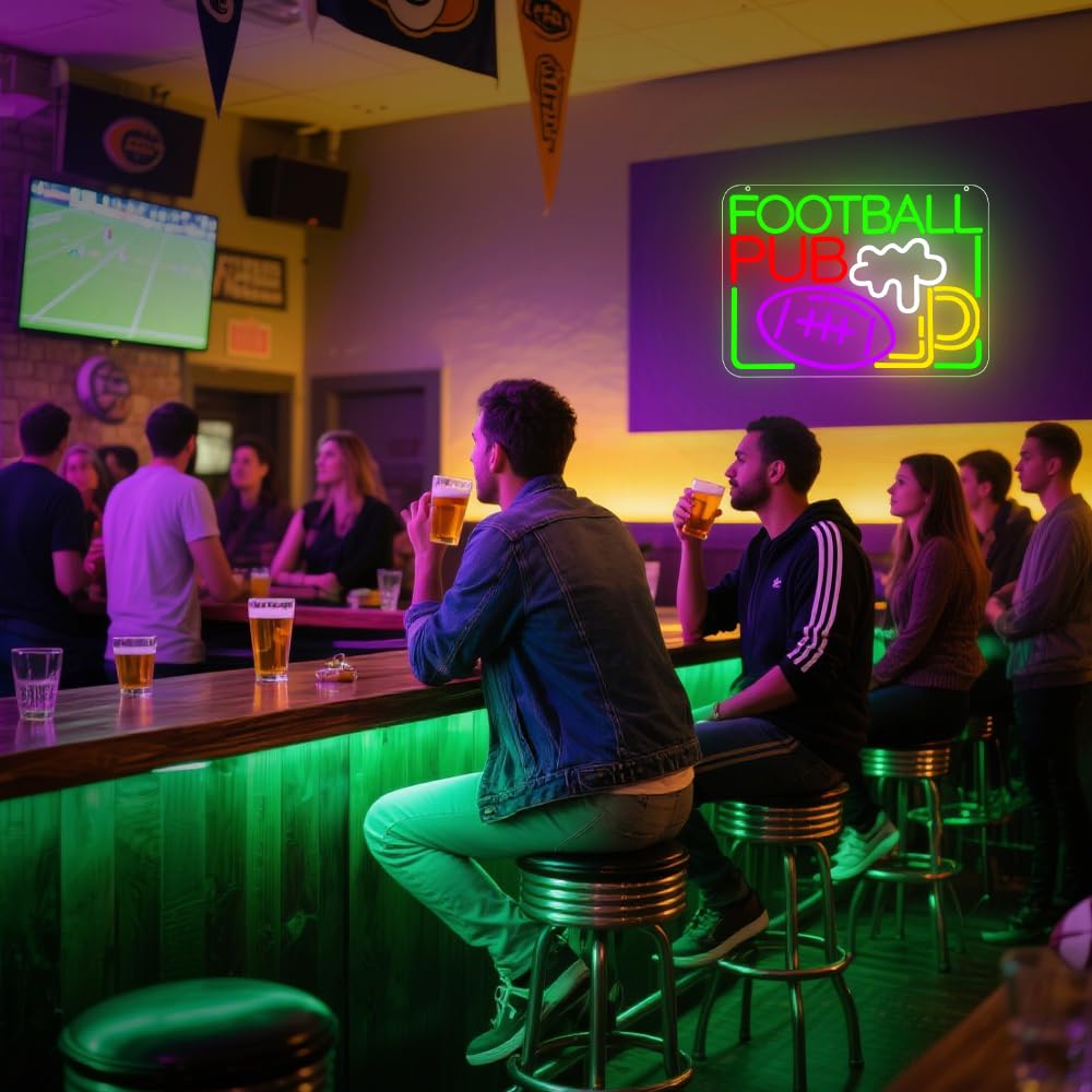 Beer Neon Sign, Bar Led Neon Light Signs for Home Bar Wall Decor Dimmable Football Light up Sign for Pub Bistro Night Club Home Man Cave Decoration Gift USB Powered(15.6"*11.5"")"