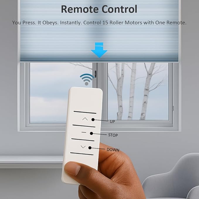 Matter Over WiFi Smart Roller Shade Motor, Retrofit Electric Blind Motor, 110V Wired Tubular Motor, Compatible with Alexa/HomeKit/Google/SmartThings, High Torque (10 N.m for Φ40mm (1.57") Round Tube)