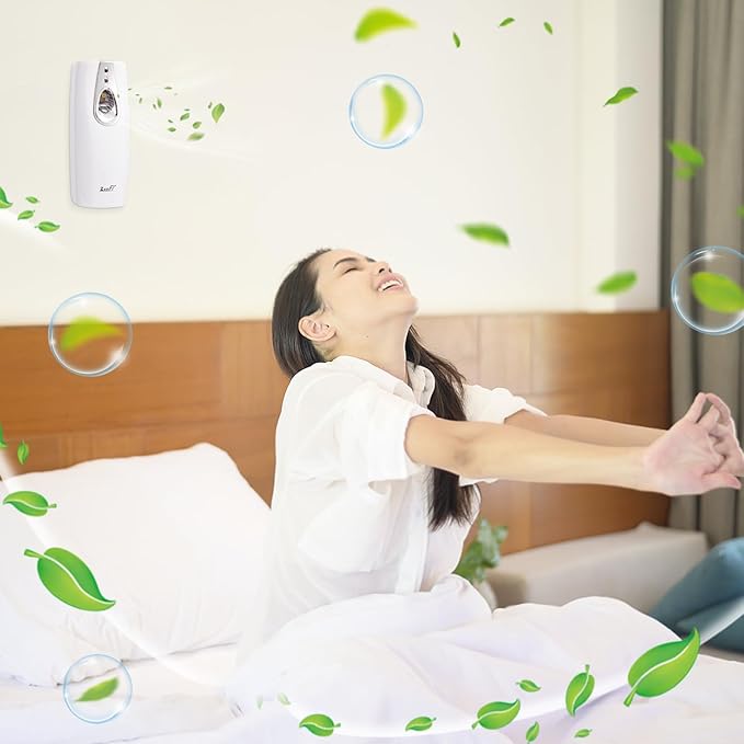 Automatic Air Freshener Spray Dispenser ZvnFi,Custom Timing (Day/Night/24H, 5/10/15/30 min interval),Wall Mounted or Free Standing,for Home and Commercial,Compatible with Glade Refill Can,White