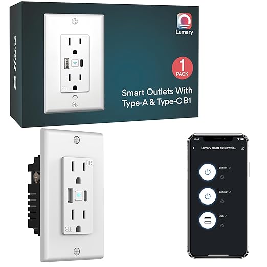 Lumary Smart USB Outlet with Type-C & USB-A Ports, WiFi in-Wall Outlet Compatible with Alexa & Google Home, Remote & Voice Control, Timer, FCC Certified, Tamper-Resistant, 1 Pack