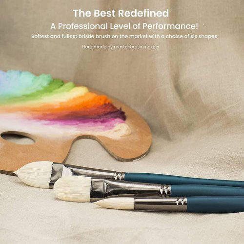 Creative Mark Imperial Professional Chungking Hog Bristle Brush - Assorted Styles Set of 10, Handmade Long Handle Oil Paint Brushes for Artists, Nickel